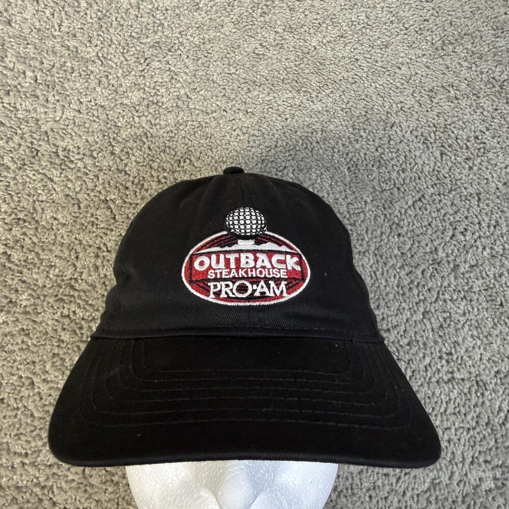 Outback Pro Am Golf Hat Cap Strap Back Mens One Size Black Triangle Sport